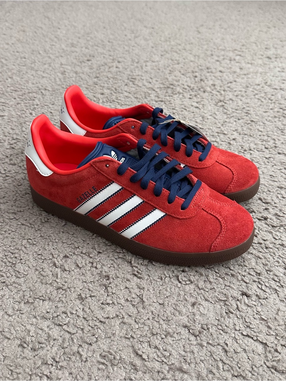 adidas Red Suede Gazelle Soccer Sneakers New England Revolution Mens 8